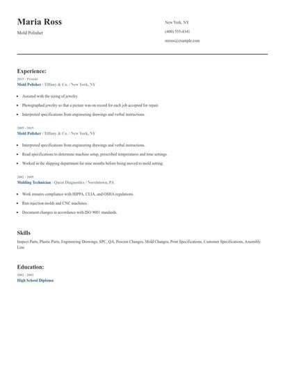 Mold Polisher Resume