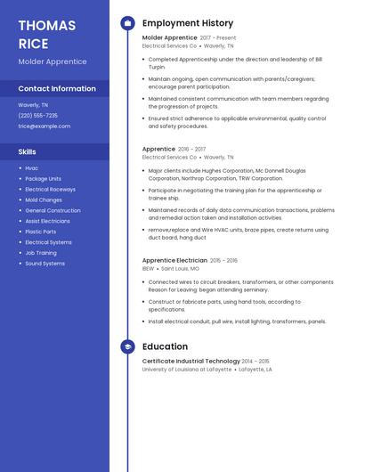 Molder Apprentice Resume