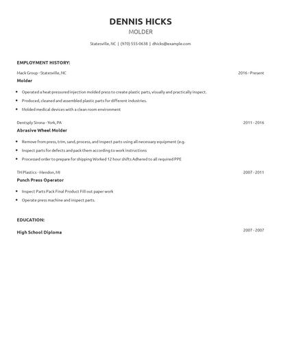Molder Resume