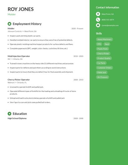 Molder Resume