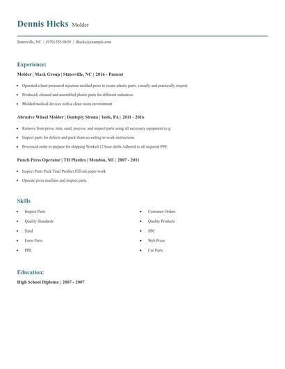 Molder Resume