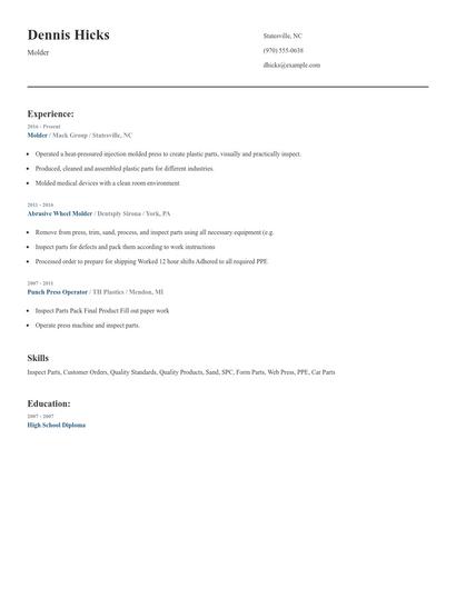 Molder Resume