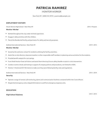Monitor Worker Resume