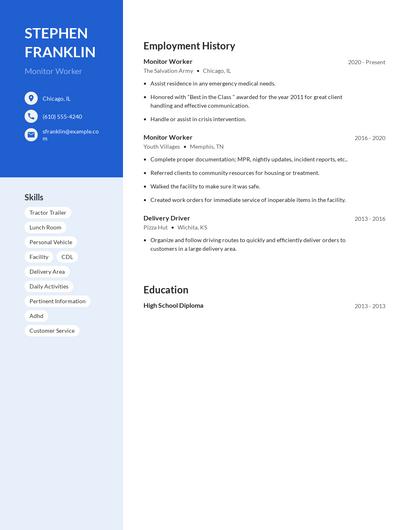 Monitor Worker Resume