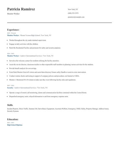 Monitor Worker Resume