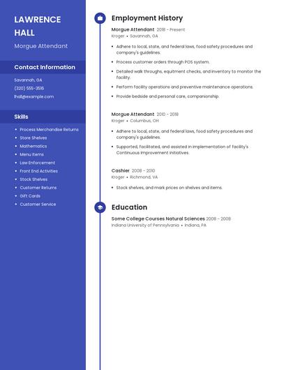 Morgue Attendant Resume