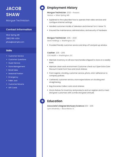 Morgue Technician Resume