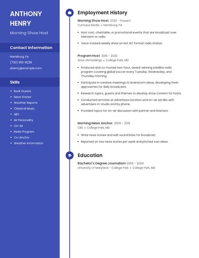 Morning Show Host Resume