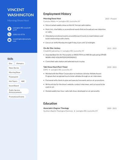 Morning Show Host Resume