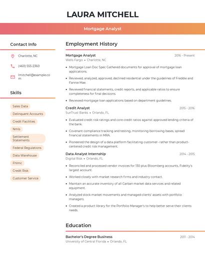 Mortgage Analyst Resume