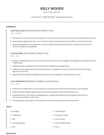 Mortgage Analyst Resume