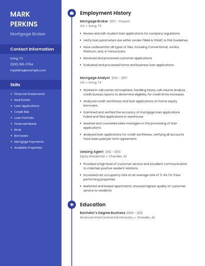 Mortgage Broker Resume