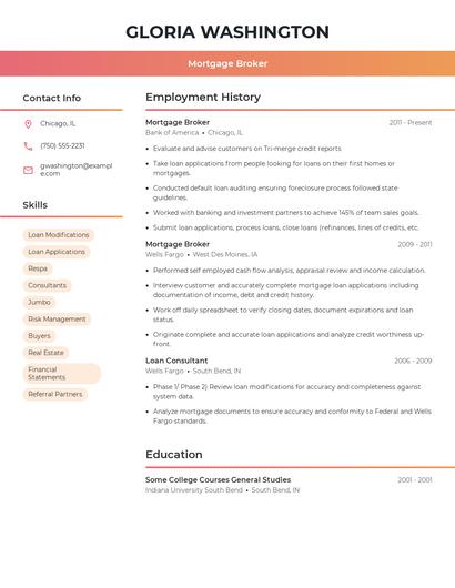 Mortgage Broker Resume