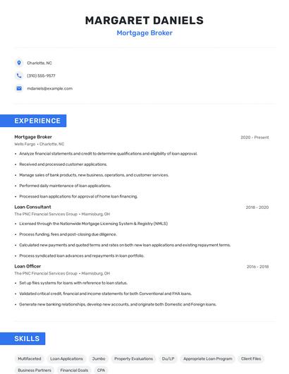 Mortgage Broker Resume