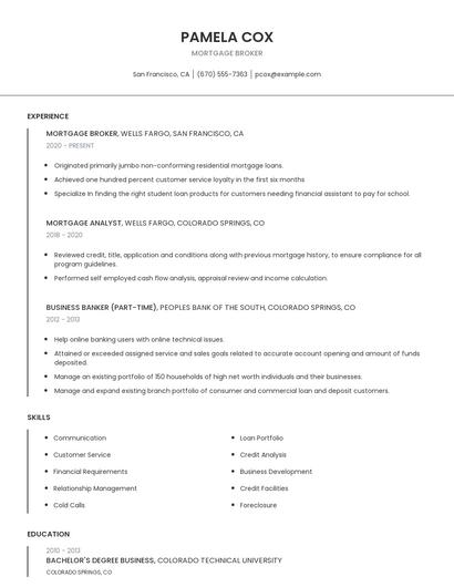Mortgage Broker Resume