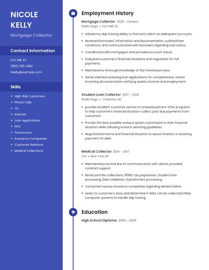 Mortgage Collector Resume