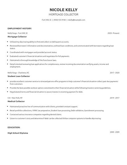 Mortgage Collector Resume