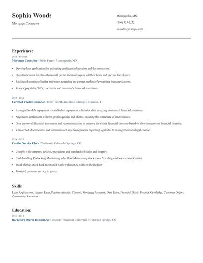 Mortgage Counselor Resume