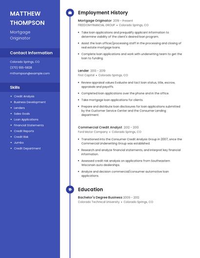 Mortgage Originator Resume
