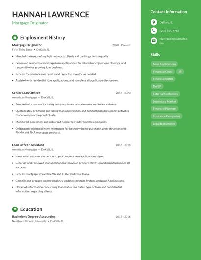 Mortgage Originator Resume