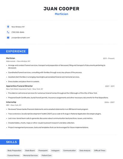 Mortician Resume