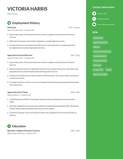 Mortician Resume