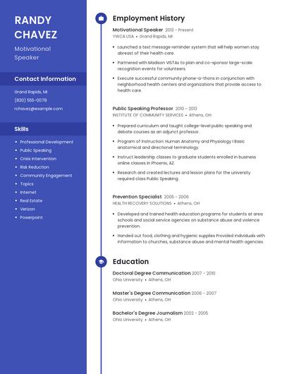 Motivational Speaker Resume