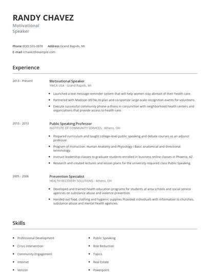 Motivational Speaker Resume