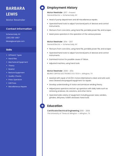 Motor Rewinder Resume