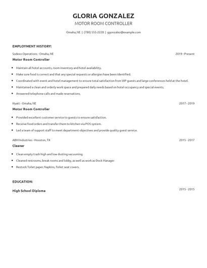 Motor Room Controller Resume