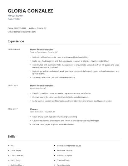 Motor Room Controller Resume