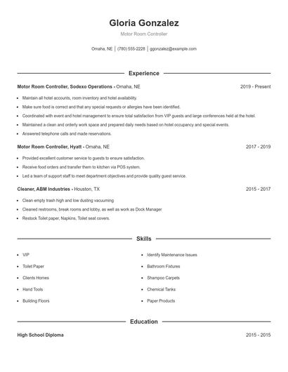 Motor Room Controller Resume