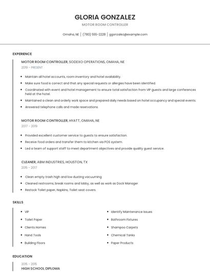 Motor Room Controller Resume