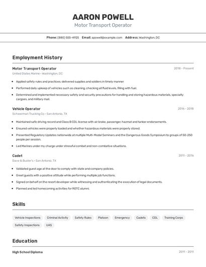 Resume example 2