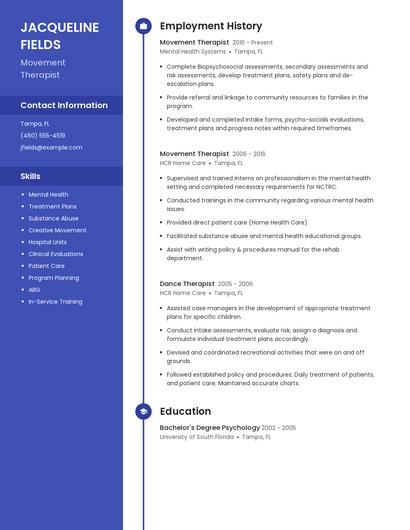 Movement Therapist Resume