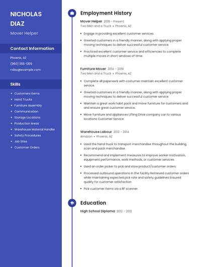 Mover Helper Resume
