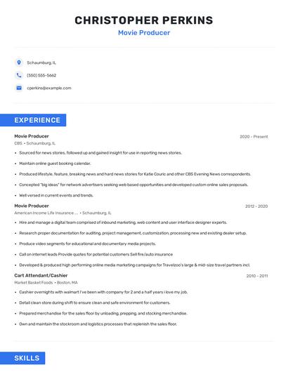 Movie Producer Resume