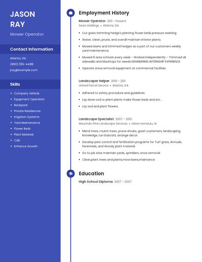 Mower Operator Resume