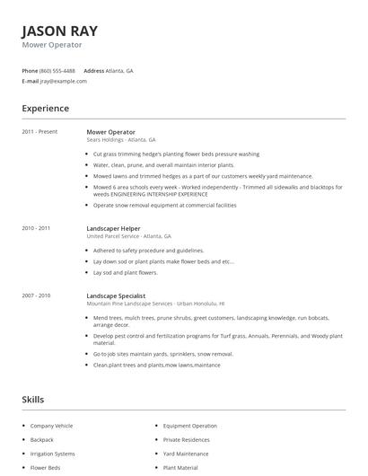 Mower Operator Resume