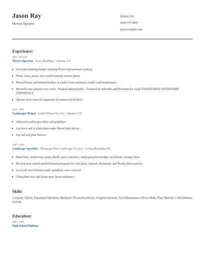 Mower Operator Resume