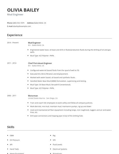 Mud Engineer Resume