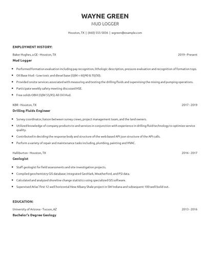 Mud Logger Resume