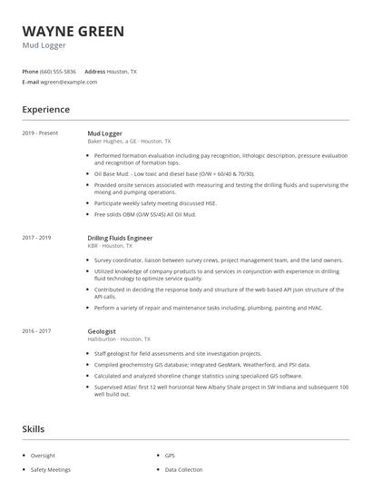 Mud Logger Resume
