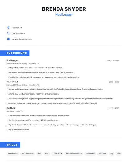 Mud Logger Resume