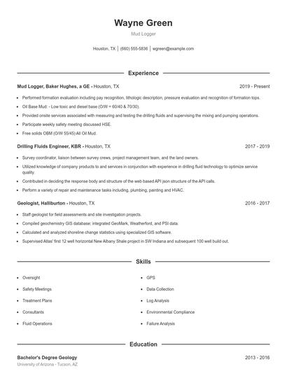 Mud Logger Resume