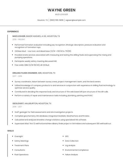Mud Logger Resume