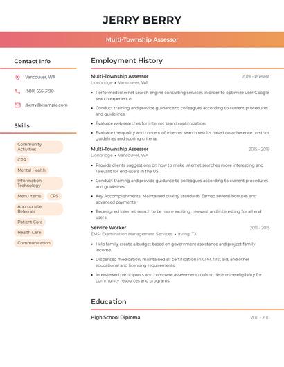 Multi-Township Assessor Resume