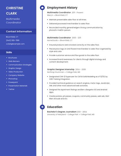 Multimedia Coordinator Resume
