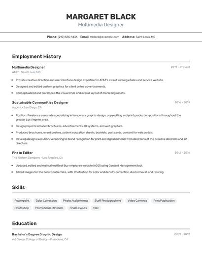 Multimedia Designer Resume