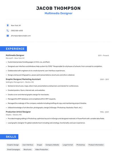 Multimedia Designer Resume